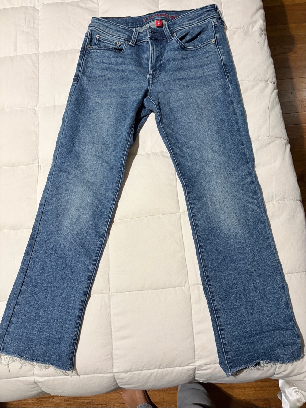 Lucky Brand Blue Flare Jeans with Frayed Hem